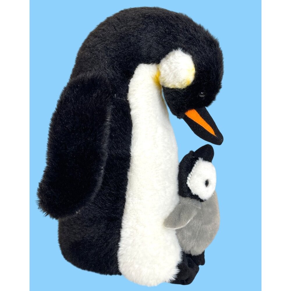 Plush Penguin Mom Chick Antarctica Black White Emperor Toy Stuffed Animal NWT - Picture 2 of 11
